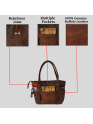  Women Tote Buffalo Leather Brown Shoulder Bag Large Office Handbag Shopper Purse